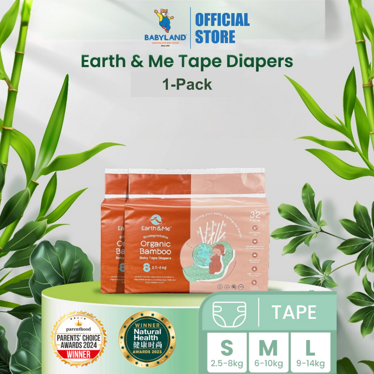 Earth & Me Biodegradable Organic Bamboo Tape Diapers