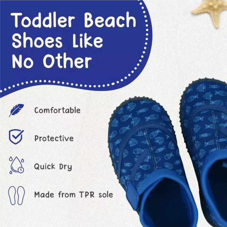 Cheekaaboo Toddler's Aqua Beach Shoes - Blue Fish