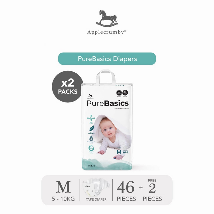 Applecrumby PureBasics Tape Diapers (Mega, 2 Packs)