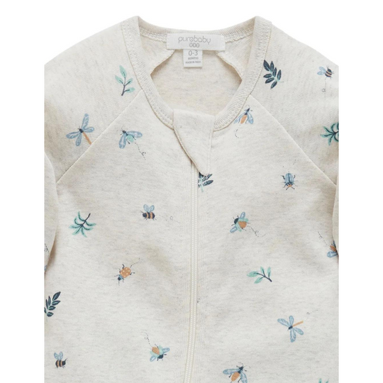 Purebaby Organic Zip Growsuit - Bugs Print