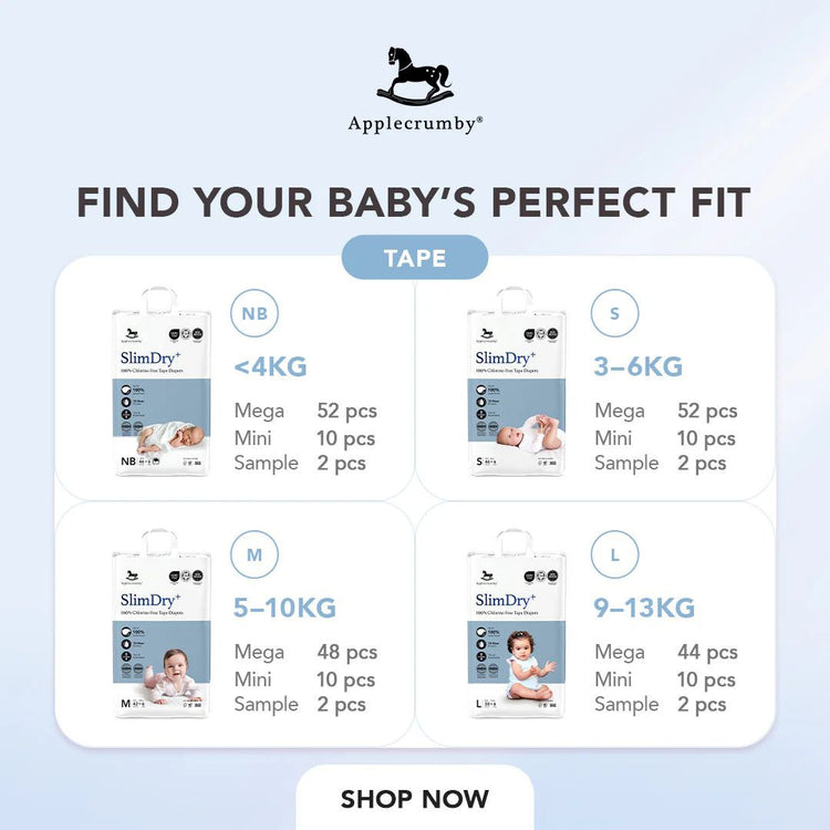 Applecrumby SlimDry+ Diapers (Mega)