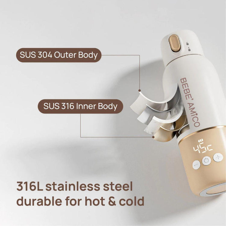 Bebe Amico Stainless Steel Portable Water Warmer 350ml