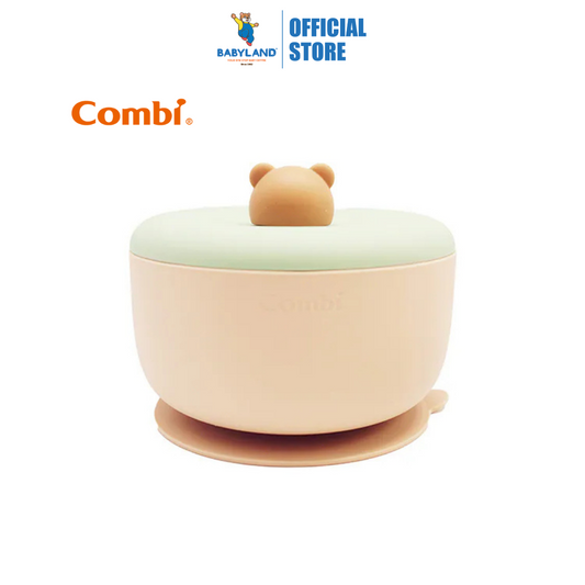 Combi Silicone Bear Suction Bowl + Lid (6m+)