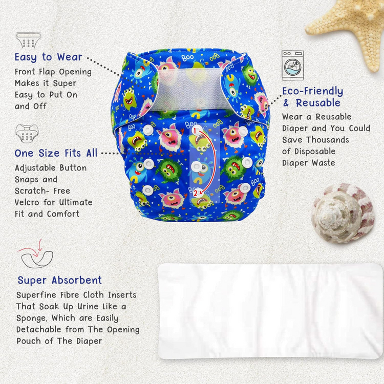 Cheekaaboo 2-IN-1 Reusable Diaper - Monster