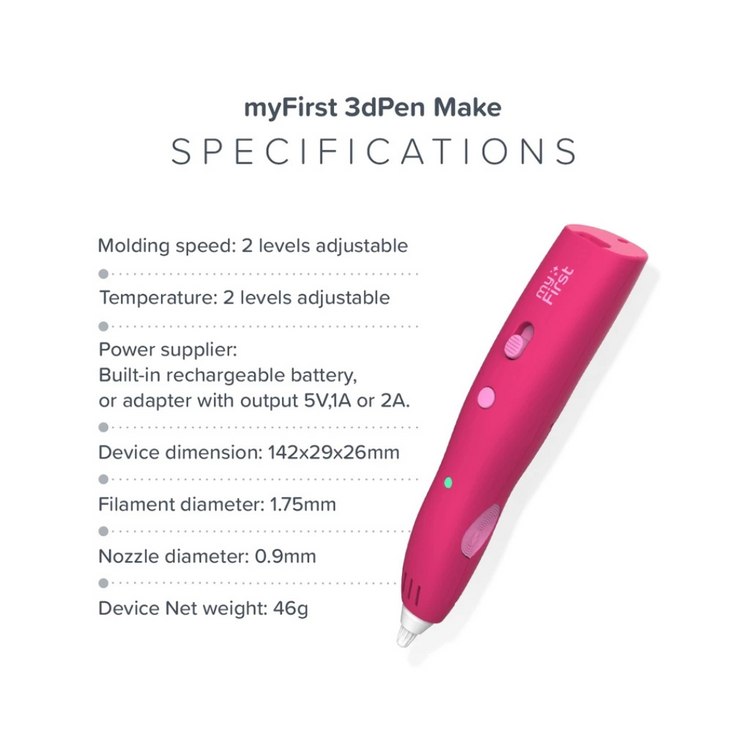 myFirst 3dPen Make - Wireless 3D Pen Starter Kit Art and Craft for Kids for Boys and Girls With Refillable Multi-colored