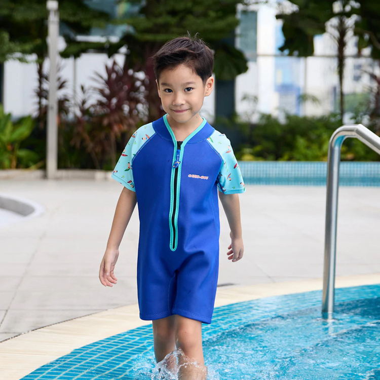 Cheekaaboo Wobbie Toddler Thermal Swimsuit UPF50+ Navy Blue Surfer