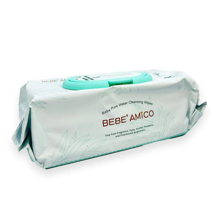 Bebe Amico Baby Pure Water Cleansing Wipes (80pcs) - 100% Bamboo Fibre [Exp: Oct 2027]