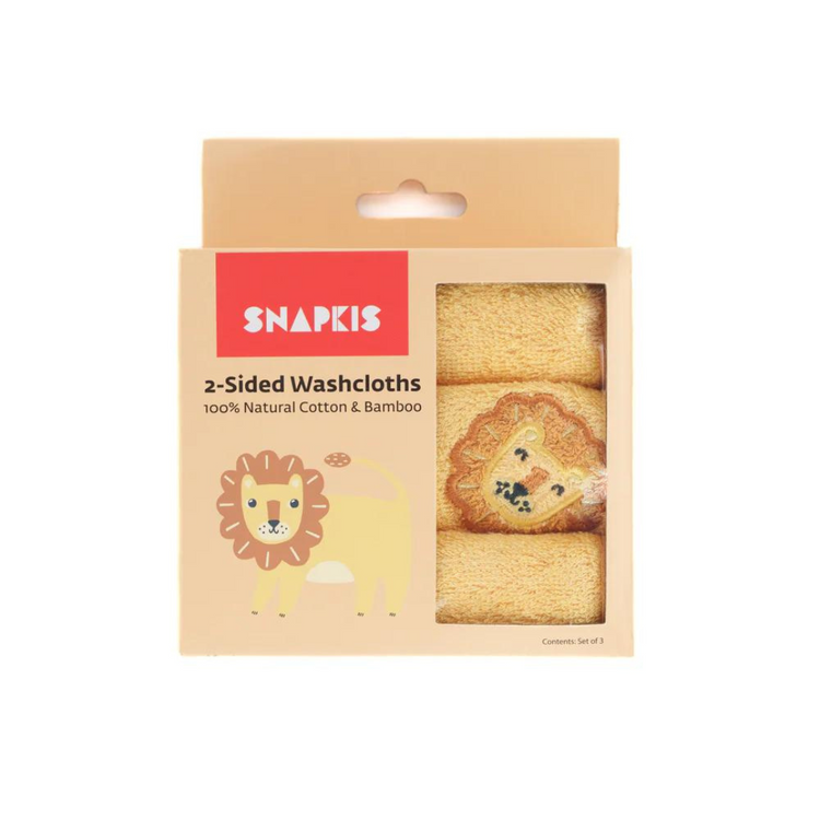 Snapkis 2-Sided Washcloth 3pcs Lion