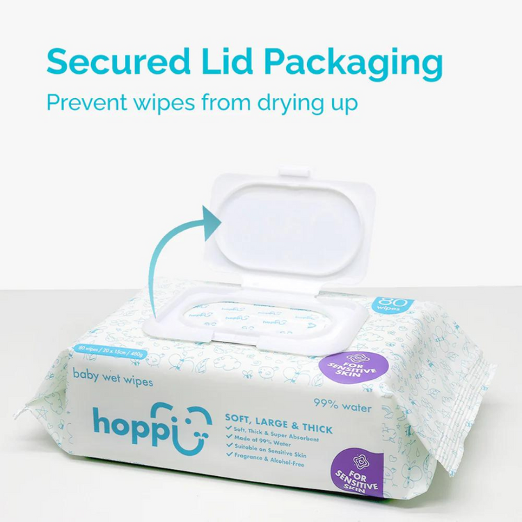 Hoppi Baby Wet Wipes (80s' x 3)