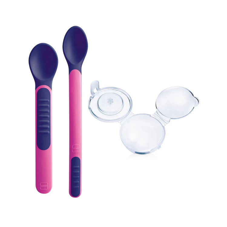 MAM Heat Sensitive Baby Feeding Spoons and Cover (6m+)