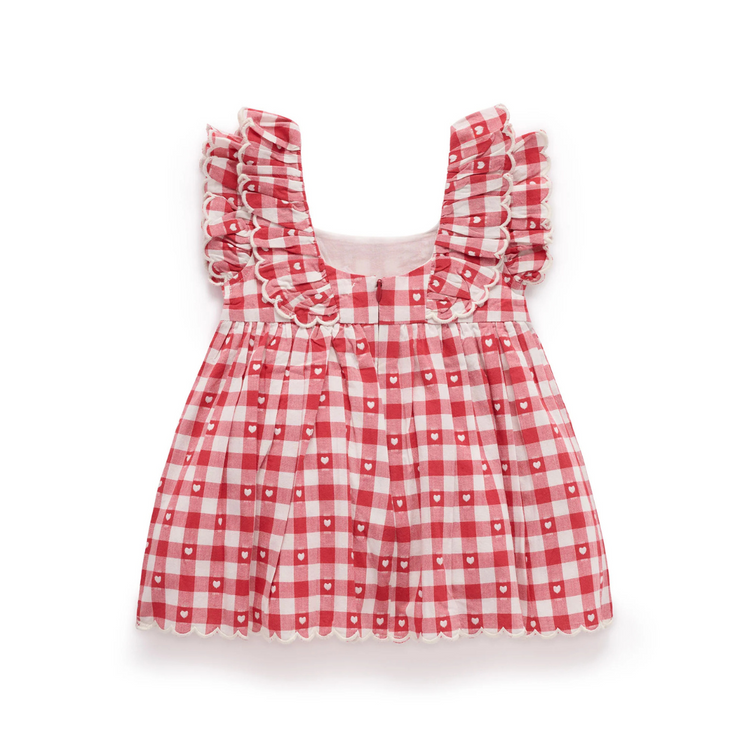 Purebaby Organic Heart Gingham Dress
