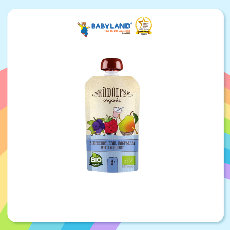 Rudolfs Organic Blueberry, Pear, Raspberry With Yogurt 110g (6m+)