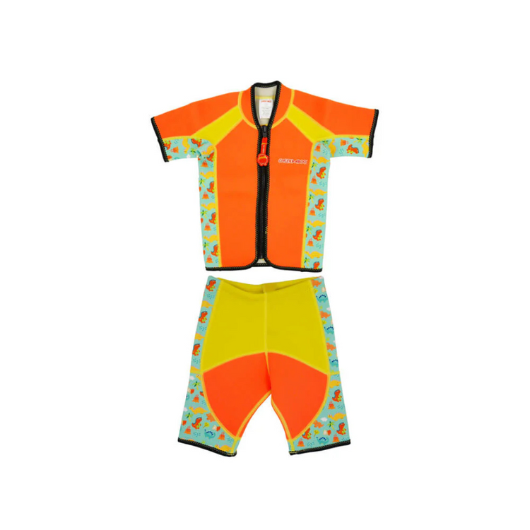 Cheekaaboo Twinwets Toddler Thermal Swimsuit UPF50+ Orange Dino