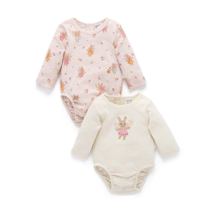 Purebaby Organic Bodysuit Little Fairies Print 2 Pack