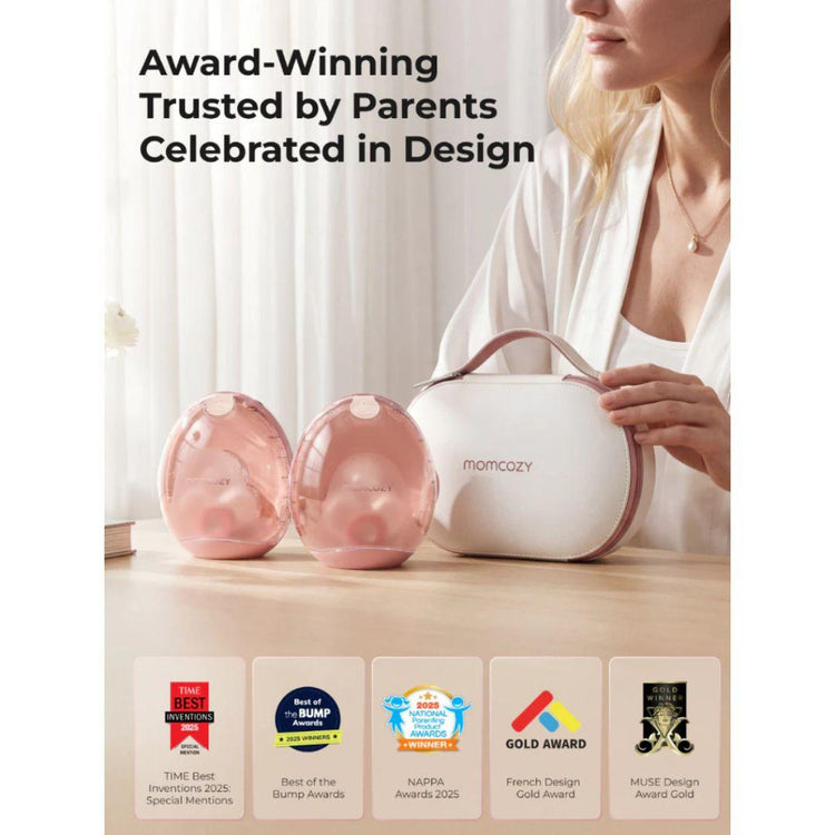 Momcozy Air 1 Ultra-slim Double Breast Pump, Hands-Free Wearable Pump with Wireless Charging Case & App Control with Auto Mode & Full-Milk