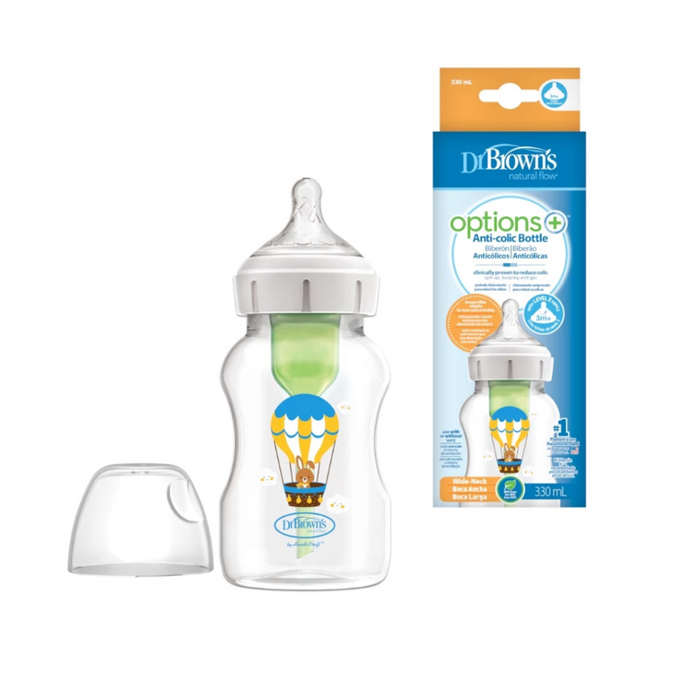 Dr Brown's Options+ PP Wide-Neck Bottle with Level 2 Teat (330mL)(1-Pack)