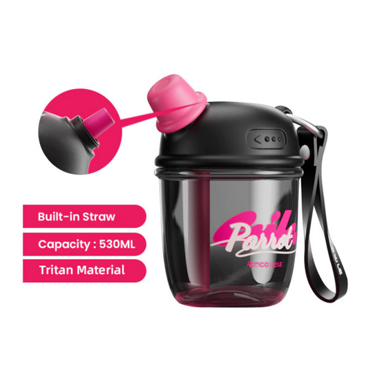 Cocosmile 8318 Dudu Straw Portable Tritan Cup 530ML - Black