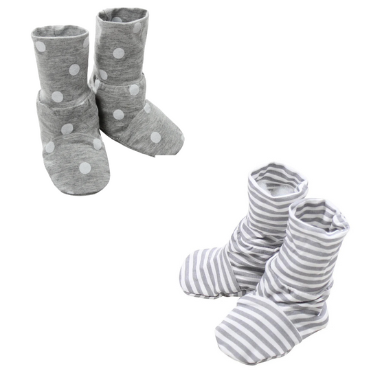 Baa Baa Sheepz Booties Grey Polka Dot (0 - 6 months)