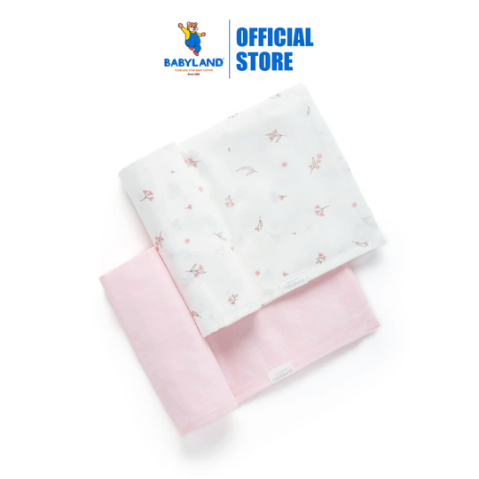 Purebaby Organic Muslin Wrap 2 Pack - Pale Pink Blossom