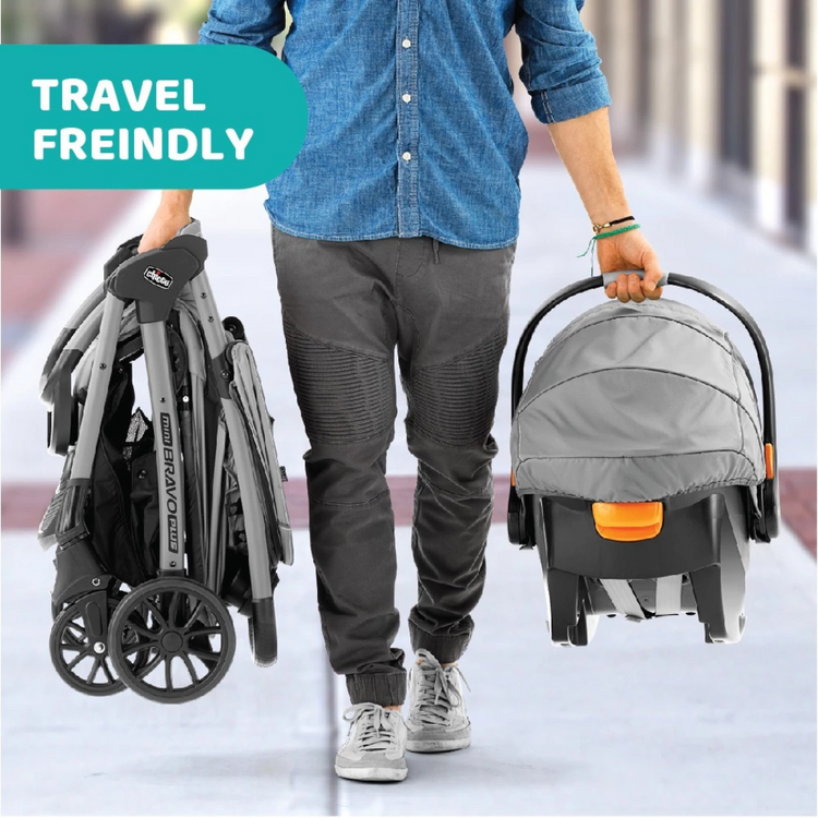 Chicco Mini Bravo Plus Travel System - Slate | From 6 months up to 22.7kg, approximately 4 years old