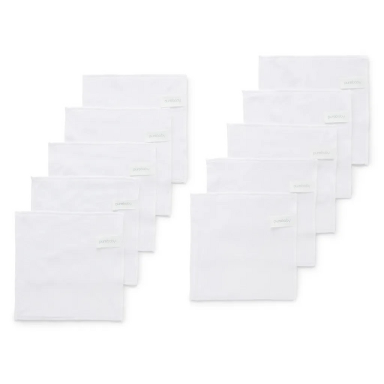 Purebaby Organic Cloth Wipes 10 Pack - White