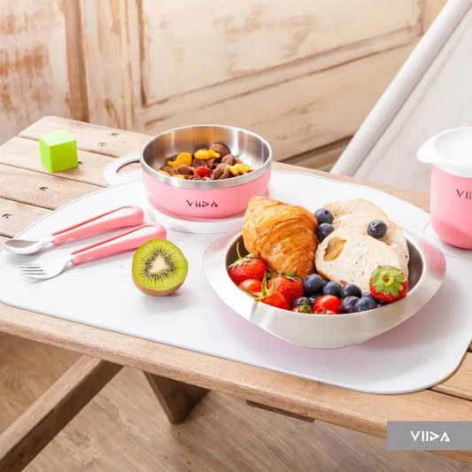 Viida Soufflé Antibacterial Stainless Steel Tableware Set with Suction Pad (EU)