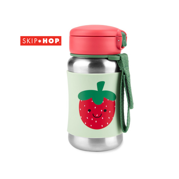 Skip Hop Spark Style Stainless Steel Straw Bottle - Strawberry