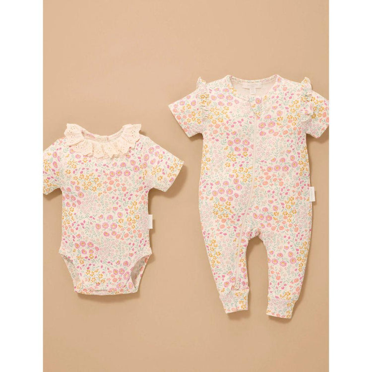 Purebaby Organic Garden Petals Print Baby Kids Printed Bodysuit