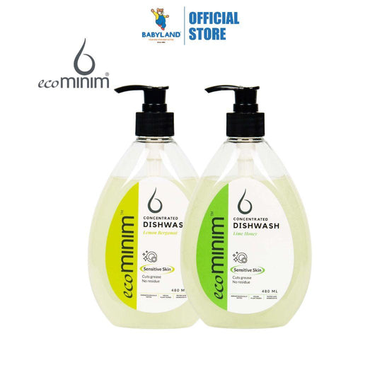 Ecominim Concentrated Liquid Dishwash Eczema-prone Safe 480mL | Plant Based, No SLES/SLS, sensitive Skin safe, safe for rashes