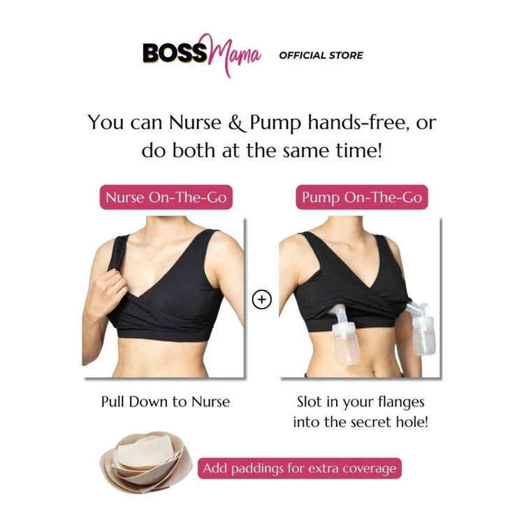 Boss Mama Real-Support Bra - Lilac Purple |  Pregnancy, Nursing and Pumping Bra -Friendly Wireless Soft Thick Band Flexible