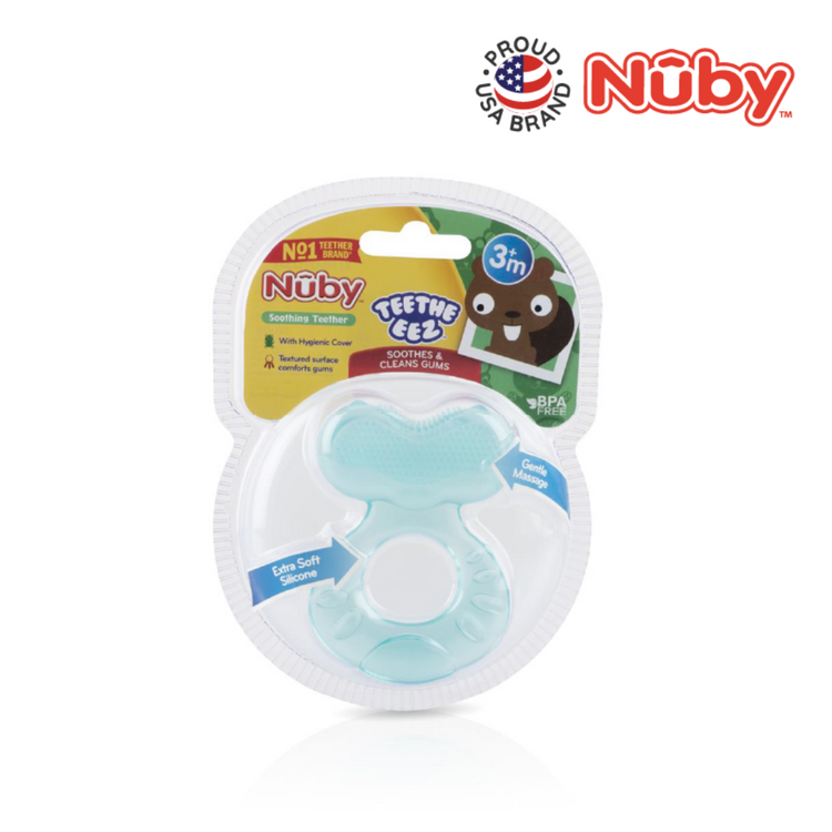 Nuby Comfort Silicone Fish Shaped Teether with Hygienic Case 3m+ (Random Color Selection)