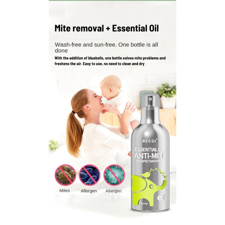 BEGGI Natural Herbal Extracts Essential Oil Anti-Mite Disinfectant Spray Bed Bug Dust Mite Removal Spray (175ml)