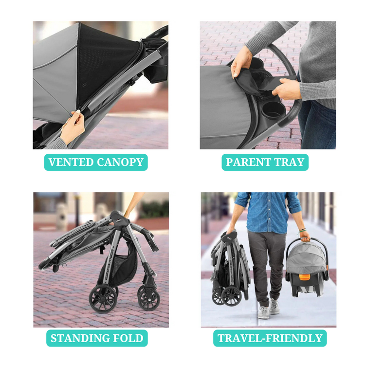 Chicco Mini Bravo Plus Travel System - Slate | From 6 months up to 22.7kg, approximately 4 years old