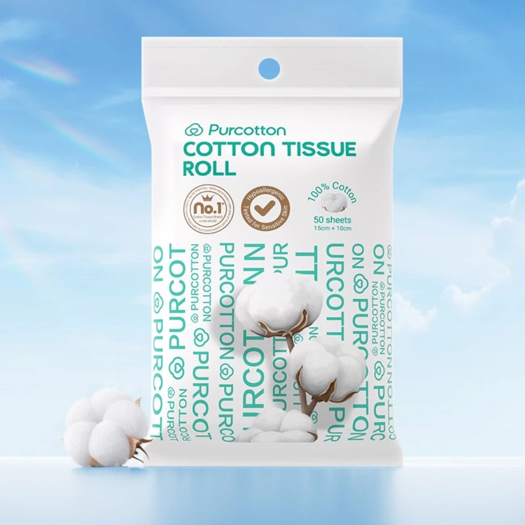 Purcotton Cotton Tissue Roll (50s) (1pack) (10x15cm)