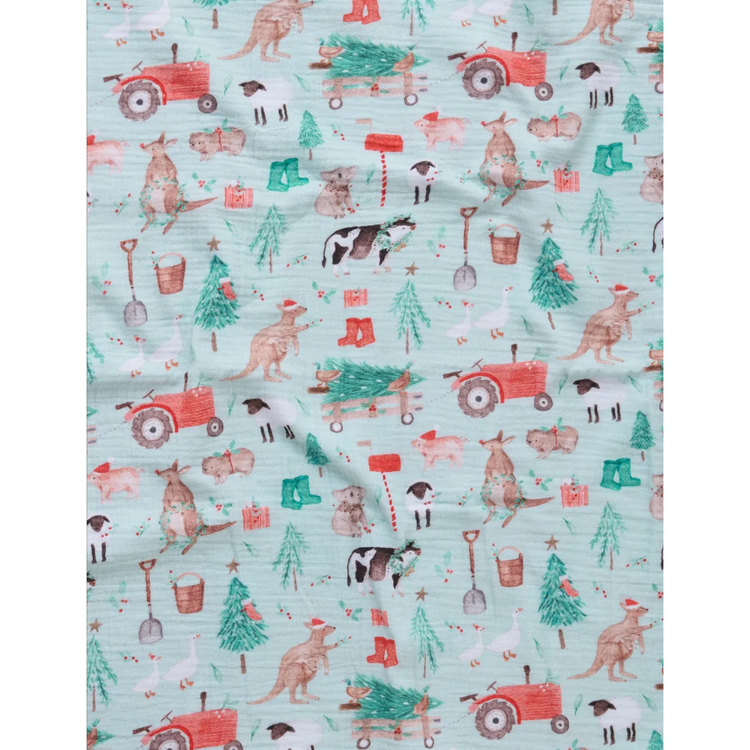 Purebaby Organic Muslin Wrap Farmyard Christmas Crinkle