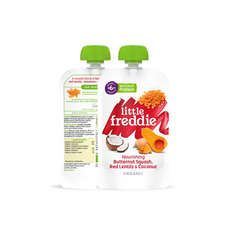 Little Freddie Butternut Squash, Red Lentils & Coconut Pouches(120g) - 6m+