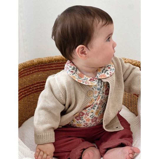 Purebaby Organic Bodysuit With Collar Wild Flower Print Thick