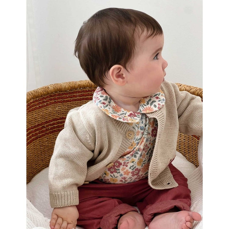Purebaby Organic Bodysuit With Collar Wild Flower Print Thick