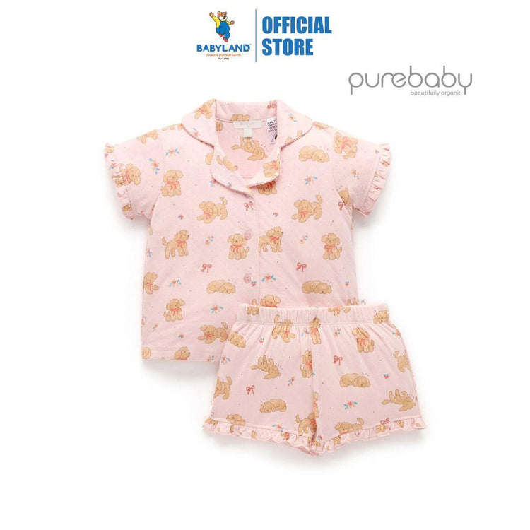 Purebaby Organic Poodle Dreams Print Button Up Pj Set