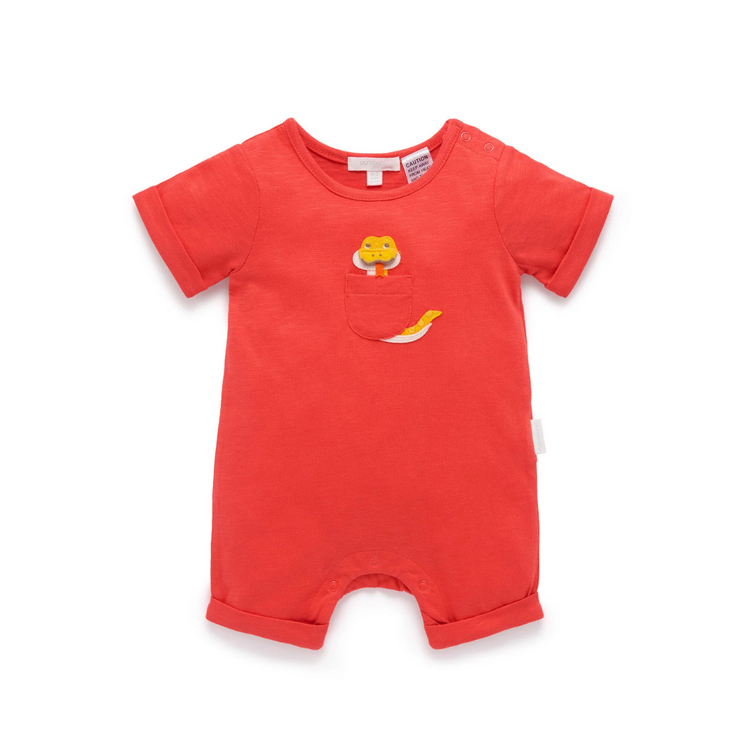 Purebaby Organic Chinese Red Baby Snake Peekaboo Growsuit