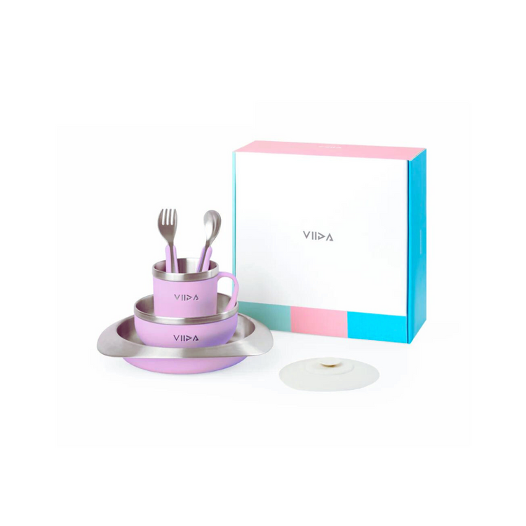 Viida Soufflé Antibacterial Stainless Steel Tableware Set with Suction Pad (EU)