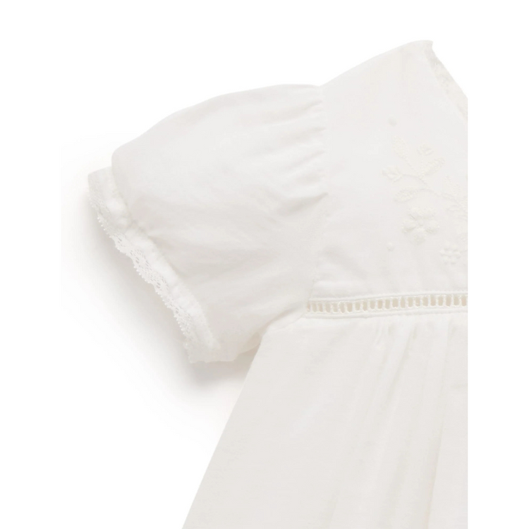 Purebaby Organic Embroidered Dress Vanilla
