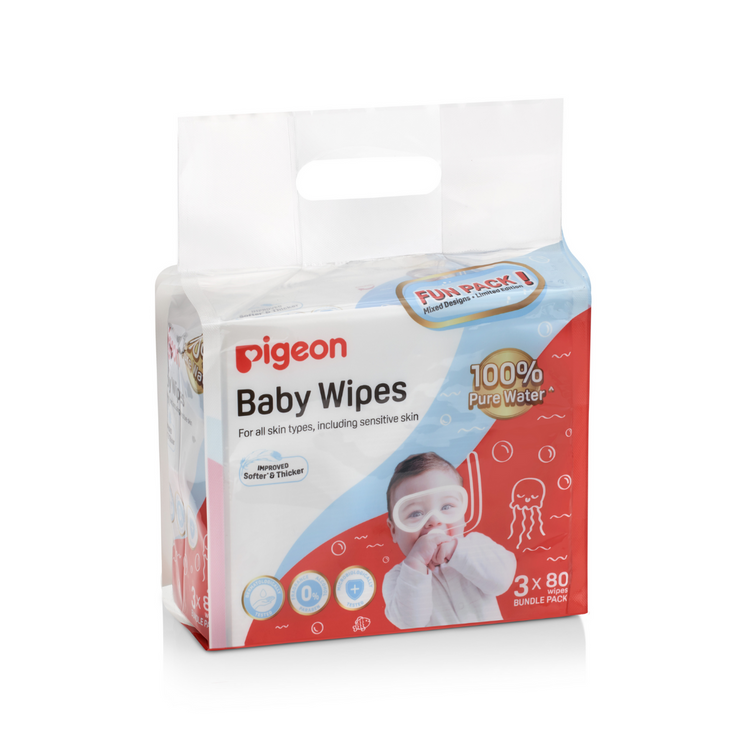 Pigeon 100% Pure Water Baby Wipes (6 x 80wipes)