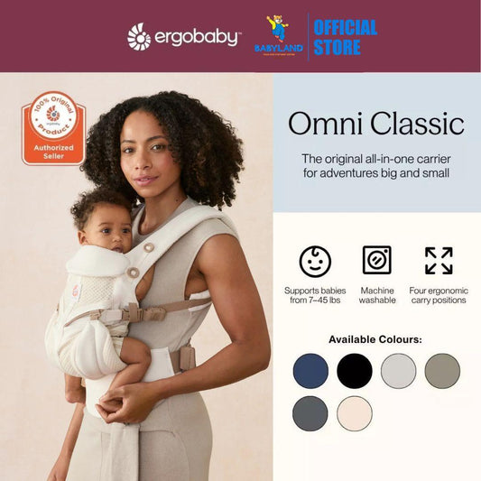 Ergobaby Omni Classic Mesh Baby Carrier - Luminous Ivory | Newborn ready 4 positions Ergonomic Air Flow Lumbar Support