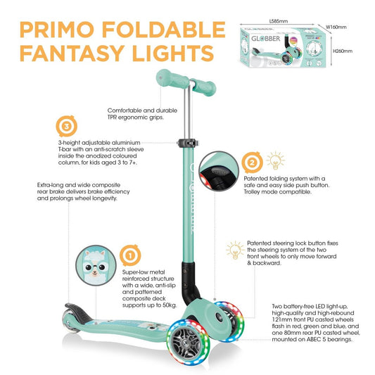 Globber Primo Foldable Fantasy Lights Mint/Buddy (3y+)