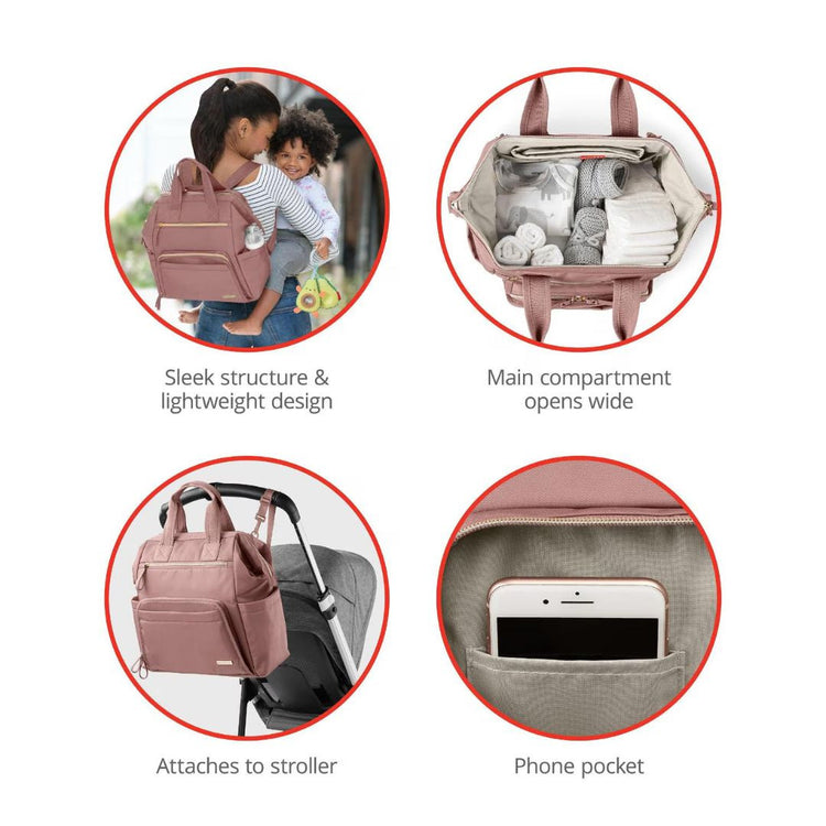 Skip Hop Main Frame Wide Open Diaper Backpack - Dusty Rose