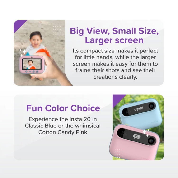 myFirst Camera Insta 20 16MP Instant Print Camera for Kids Dual-lens with Selfie Camera with Dual Screen