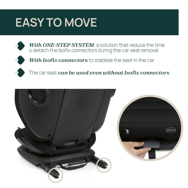 Chicco Fold & Go S I-size Booster Seat - Posh Black | From 100cm to 150cm (3Y+)