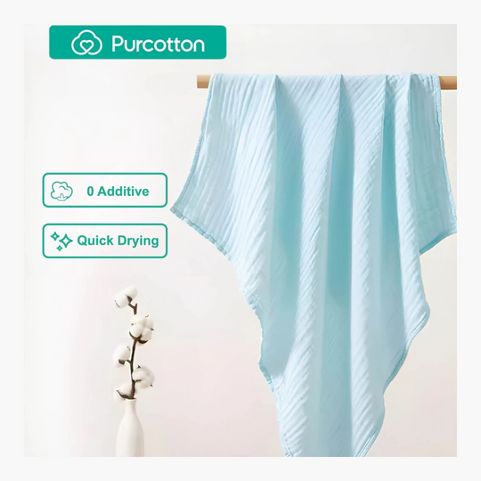 Purcotton Airysoft Gauze Bath Towel 4 Integrated Layers 160cm x 90cm Blue