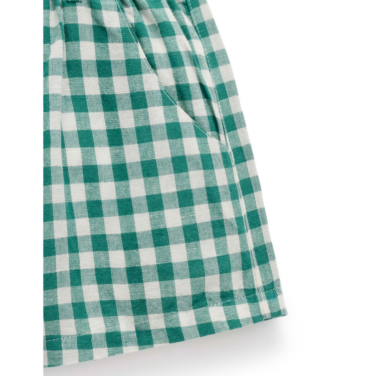 Purebaby Organic Coriander Festive Gingham Shorts